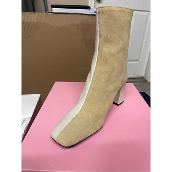 Intentionally Blank Tabatha Cream Combo Suede Leather Two-Tone Booties - Picture 5 of 5
